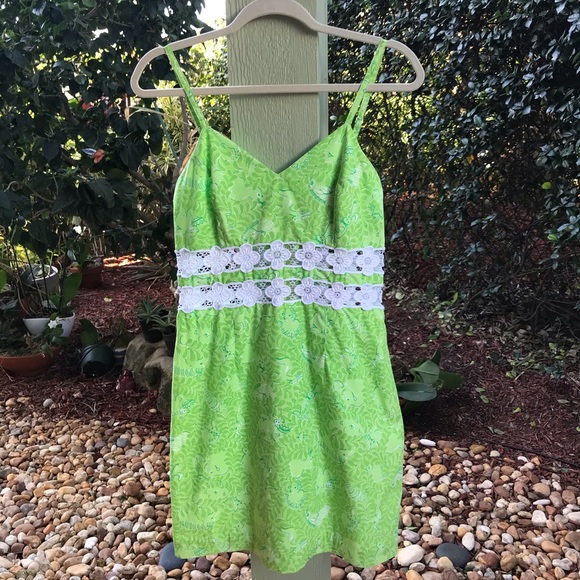 Lilly Pulitzer Dresses & Skirts - Lilly Pulitzer lime green cotton dress crochet 6